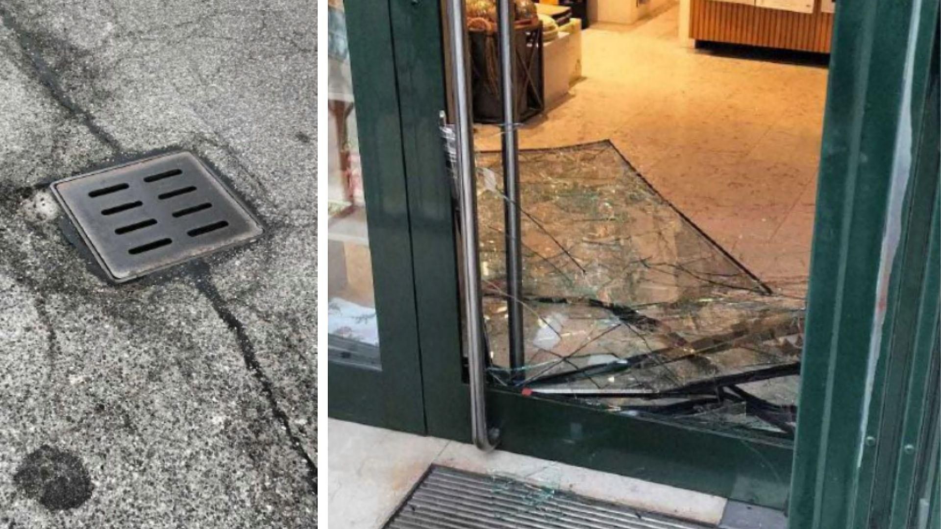 Furti in centro a Pavia: ladro sfonda le vetrine con un chiusino di ferro