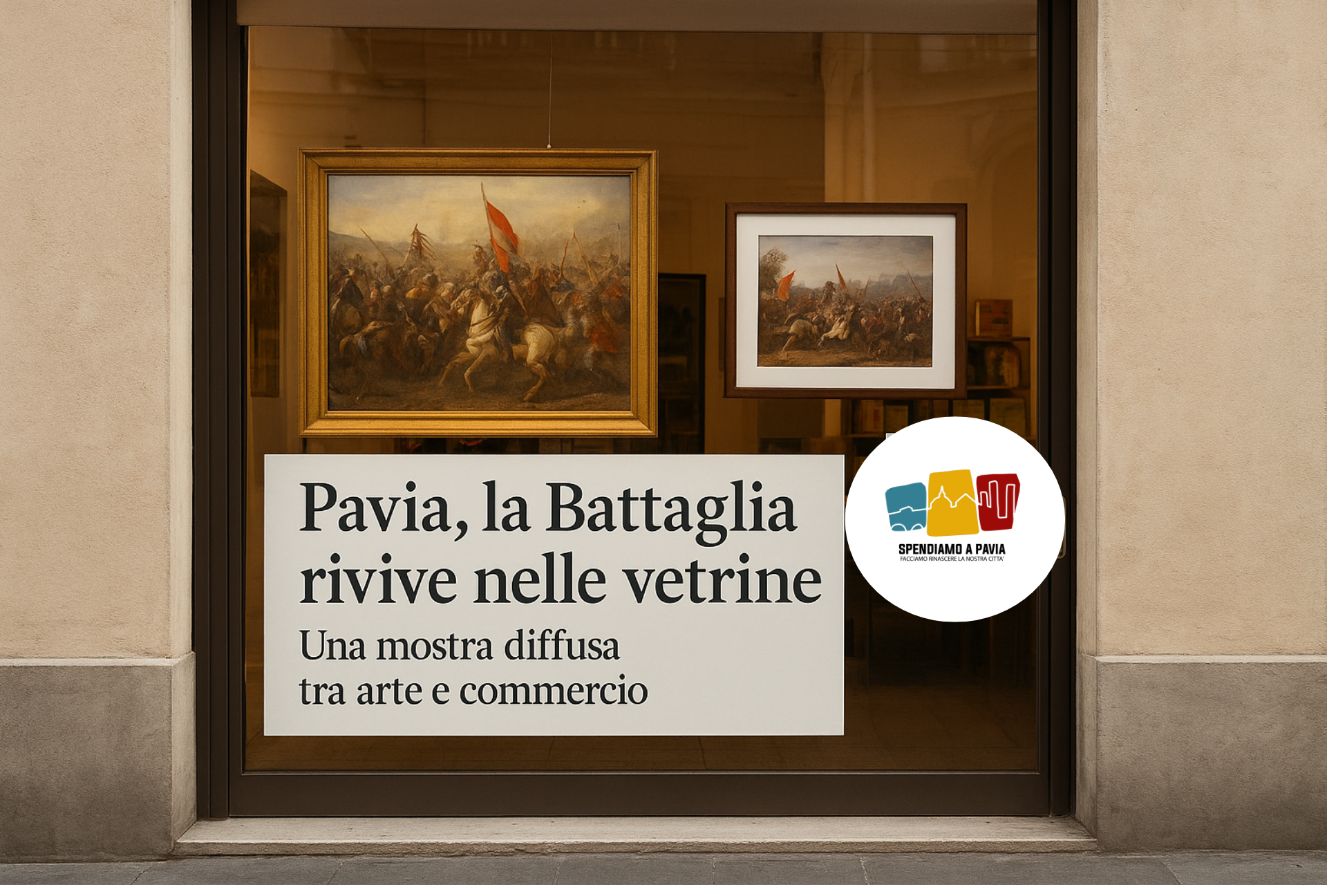 Pavia, la Battaglia rivive nelle vetrine: una mostra diffusa tra arte e commercio